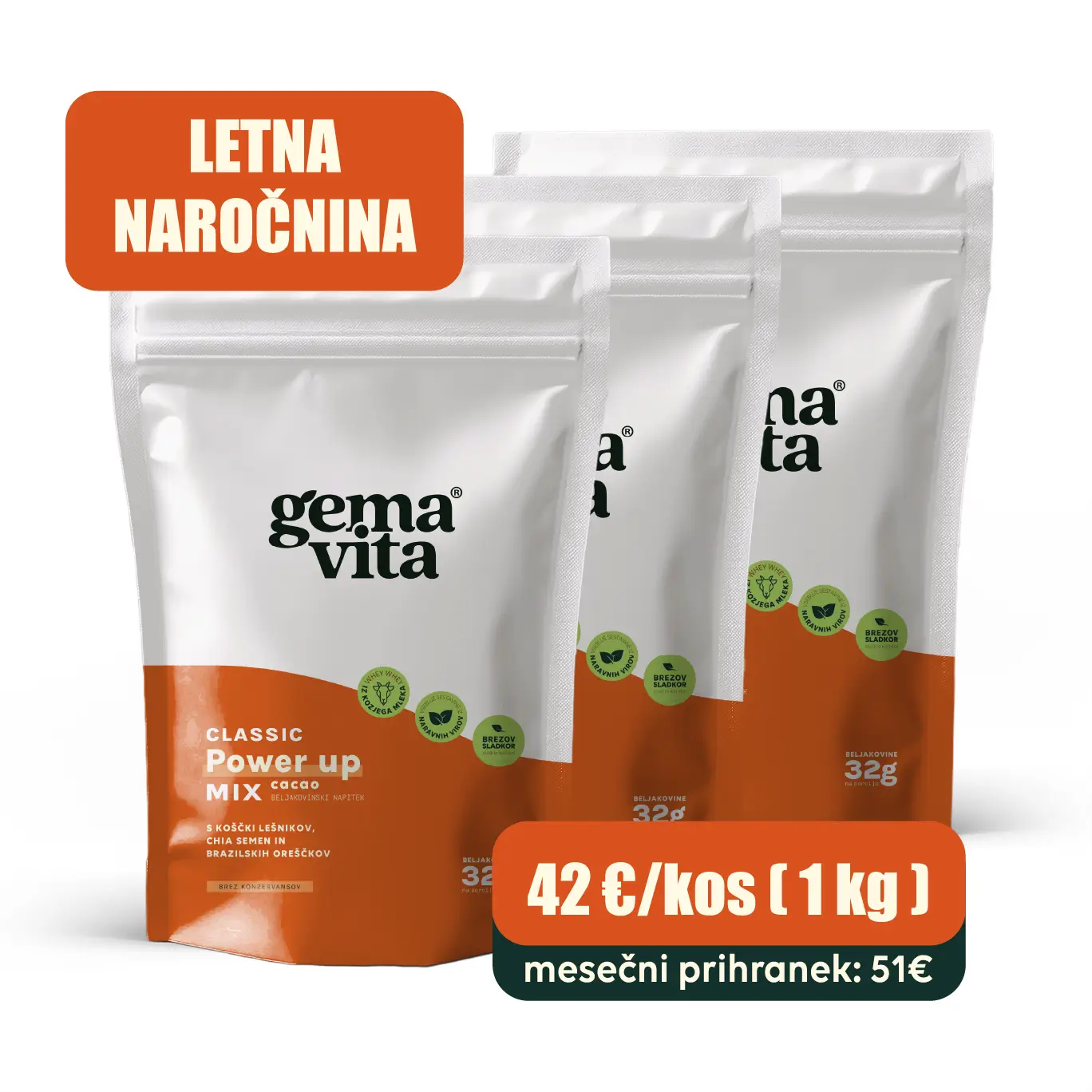 Classic - Beljakovinski obrok, 3 x 1 kg - Naročnina